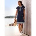 Jerseykleid CASUAL LOOKS "Jersey-Kleid", Damen, Gr. 36, Normalgrößen, blau (marine), Jersey, Single Jersey, 100% Baumwolle, unifarben, gemustert, gestreift, kurz, Kurzarm, Kleider