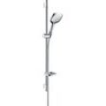 Brausegarnitur HANSGROHE "Raindance Select E", silber (chrom), Messing, Brausegarnituren, 15cm, mit Duschstange 90cm und Seifenschale, chrom, Topseller