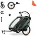 Fahrradkinder-Anhänger HAUCK "Bike N Walk Duo", Baby, grün, Fahrradanhänger, für 2 Kinder, inkl. Deichsel