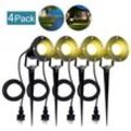 TolleTour 4X Gartenstrahler 4W LED Gartenleuchte mit Erdspieß Rasen Licht Warmweiß Wasserdicht IP65 für Außenbereich Garten Teich Landschaft