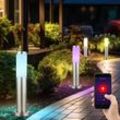 Etc-shop - Außen Stehleuchte Sockellampe Wegeleuchte Standlampe Gartenleuchte, Edelstahl silber, App Steuerung cct, Smart rgb led 10W 806Lm, h 45 cm,