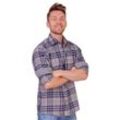 HATICO Flanellhemd - BEN, Grau/Marine, 41/42 (L)-Herren