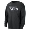 Brooklyn Nets Courtside Nike NBA-T-Shirt mit langen Ärmeln für Herren - Schwarz