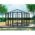 Dancover Sechseckige Orangerie aus Glas 8,42m², 3,12x3,6x2,42m, Schwarz