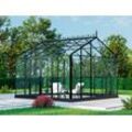 Dancover Orangerie, gewächshaus aus Glas 13,8m², 3,73x3,71x3,16m mit Sockel und Dach, Schwarz