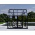 Dancover Orangerie, gewächshaus aus Glas 8,9m², 3,01x2,99x2,95m mit Sockel und Krone, Schwarz