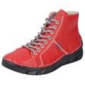 Schnürboots RIEKER, Damen, Gr. 36, rot, Lederimitat, sportlich, Schuhe, Schnürstiefelette, High Top Sneaker, Schnürschuh mit Kontrastnaht