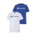 T-Shirt CHAMPION "2Pack Crewneck T-Shirt - für Kinder" Gr. M (140/146), blau (blau, weiß), Kinder, Obermaterial: 100% Baumwolle, Shirts