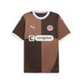 Trainingstop PUMA "FCSP HOME JERSEY", Herren, Gr. L, braun (espresso braun, puma weiß), Web, Obermaterial: 100% Polyester, gemustert, sportlich, regular fit normal, Rundhals, Kurzarm, Tops, Fußballtrikot - FC St. Pauli Heimtrikot 2024/2025