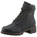 Winterboots TAMARIS, Damen, Gr. 36, blau (navy), Nubuklederimitat, Textil, unifarben, modisch, Schuhe, Blockabsatz, Schnürboots, Winterstiefelette mit Duo Tex-Ausstattung