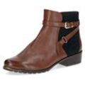 Stiefelette CAPRICE, Damen, Gr. 38,5, braun (cognac), Leder, Textil, klassisch, Schuhe, Blockabsatz, Boots mit Zierschnalle und Zierriemchen