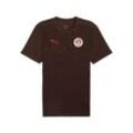 Trainingstop PUMA "FCSP TRAINING JERSEY", Herren, Gr. L, braun (schwarz chocolate, puma rot), Web, Obermaterial: 100% Polyester, unifarben, sportlich, slim fit normal, Rundhals, Kurzarm, Tops, FC St. Pauli Trainingsshirt 2024/2025