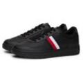 Plateausneaker TOMMY HILFIGER "TH BASKET CORE LITE", Herren, Gr. 41, schwarz, Leder, Textil, unifarben mit Farbeinsatz, sportlich, Schuhe, Freizeitschuh, Halbschuh, Schnürschuh mit gepolstertem Schaftrand