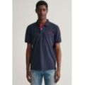 Poloshirt GANT "REG CONTRAST PIQUE SS RUGGER", Herren, Gr. M, blau (evening blau), Piquu00e9, Obermaterial: 96% Baumwolle, 4% Elasthan, unifarben mit Farbeinsatz, casual, regular fit hüftlang, hoch geschlossener Ausschnitt, Kurzarm Rippbündchen, Shirts, mit kontrastfarbenen Einsätzen