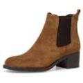 Chelseaboots TAMARIS, Damen, Gr. 37, braun (cognac), Veloursleder, Elastischer Einsatz, used, unifarben, klassisch, Schuhe, einfach zum Schlupfen - schmale Form