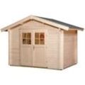 Gartenhaus WEKA "Premium45, Gr.2, natur", beige (naturbelassen), Fußboden im Gartenhaus, ohne Rück- und Seitenwand, ohne Dacheindeckung, Holz, Gartenhäuser