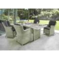 Garten-Essgruppe DESTINY "LUNA", weiß (vintage weiß), Aluminium, Geflecht Rattan, Polyrattan, Sitzmöbel-Sets, Aluminium, Polyrattan