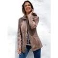 Lederjacke INSPIRATIONEN, Damen, Gr. 36, grau (taupe), 100% Lammnappaleder, unifarben, Jacken