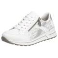 Sneaker RIEKER, Damen, Gr. 38, silber (weiß, silberfarben), Lederimitat, casual, Schuhe, herausnehmbarer Soft-Einlage, Freizeitschuh, Halbschuh, Schnürschuh