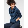 Kapuzensweatshirt RAGWEAR "GRIPYBUTTON" Gr. S (36), blau (blau 2010), Damen, Sweatware, Obermaterial: 70% Baumwolle, 30% Polyester, meliert, kontrastfarbene Details, Sweatshirts, Sweater mit rustikalen Kordel-Akzenten