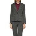 Kurzblazer S.OLIVER BLACK LABEL Gr. 46, grau (grau, schwarz), Damen, Obermaterial: 64% Polyester, 20% Baumwolle, 16% Viskose. Futter: 100% Polyester, meliert, Blazer, mit Pattentaschen vorne