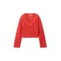 TOM TAILOR DENIM Damen Strickpullover mit Bio-Baumwolle, rot, Uni, Gr. M