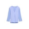 TOM TAILOR Damen 3/4 Arm Shirt aus LENZING™ ECOVERO™, blau, Uni, Gr. XXL