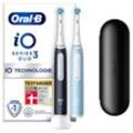 Elektrische Zahnbürste ORAL-B "iO Series 3 Doppelpack", blau (matt schwarz, ice blau), Elektrozahnbürsten, Magnet-Technologie