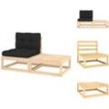 Gartensofaelemente - Living 2-tlg. Garten-Lounge-Set mit Kissen Massivholz Kiefer