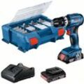 Bosch - Professional Akku-Bohrschrauber gsb 18V-45, incl. 2x Akku gba 2 Ah, Ladegerät, 82-tlg. Zubehör-Set, l-case