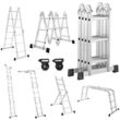 Froadp 340cm Aluminum Mehrzweckleitern, 4x3 Stufen Gerüst Leiter mit 2 Arbeitsplattform, Klappbare Stehleiter, Arbeitsbühne Schiebeleiter (Silber)