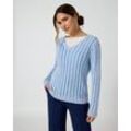 Bicolor-Pullover mit Zopfmuster