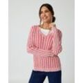 Bicolor-Pullover mit Zopfmuster