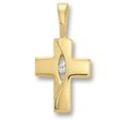 Kette mit Anhänger ONE ELEMENT "Zirkonia Kreuz Anhänger aus 333 Gelbgold", gold, Halsketten, Damen, Gelbgold 333, Damen Schmuckset - Set mit verstellbarer Halskette