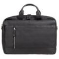 Laptoptasche ALASSIO "TIBER", Herren, Gr. B/H/T: 41cm x 28cm x 9,5cm, schwarz, Leder, unifarben mit Farbeinsatz, Taschen, Laptoptasche Dokumententasche Büro Organizer Bag Schultertasche