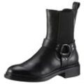 Bikerboots TAMARIS, Damen, Gr. 37, schwarz, Leder, Lederimitat, Elastischer Einsatz, unifarben, modisch, Schuhe, Blockabsatz, Chelseaboots, Stiefelette mit Zierriegel und NIeten