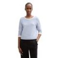 Sweatshirt TOM TAILOR DENIM, Damen, Gr. L (40), bright blau structurot stripe, Obermaterial: 72% Baumwolle, 25% Viskose, 3% Elasthan, gestreift, casual, regular fit, Rundhals, Sweatshirts, mit gestreifter Optik