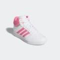 Sneaker ADIDAS SPORTSWEAR "HOOPS MID 4.0 KIDS", Gr. 35,5, cloud weiß, pink fusion, grau two, Synthetik, sportlich, Schuhe