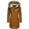 Winterjacke RAGWEAR "Tawny", Damen, Gr. M (38), gelb (ocker), Außenmaterial: 65% Polyester, 35% Baumwolle, Innenfutter: 100% Polyester, Wattierung: 100% Polyester, modisch, tailliert ca. Mitte Oberschenkel, Jacken, stylischer Winterparka mit großer Kapuze und Kunstfellkragen