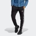 Sporthose ADIDAS SPORTSWEAR "ESSENTIALS FRENCH TERRY TAPERED CUFF 3STREIFEN HOSE", Herren, Gr. 4XL, N-Gr, schwarz-weiß (schwarz, weiß), Sweatware, Obermaterial: 100% Baumwolle, clean, sportlich, Hosen, weiche Jogginghose