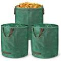 UISEBRT 3x Gartenabfallsack mit Griffen Gartensack 272L Laubsack Gartensäcke Doppelter Boden, Faltbar Robust Wasserabweisend und Selbststehend