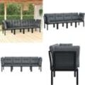 4-tlg. Garten-Lounge-Set Schwarz und Grau Poly Rattan - Garten Lounge Set - Garten Lounge Sets - Home & Living - Schwarz