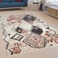 Designer-Teppich, Kurzflor Für Wohnzimmer, Modernes Rauten-Design, In Bunt 80x150 cm - Paco Home