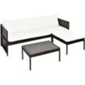 Vidaxl - 3-tlg. Garten-Lounge-Set mit Auflagen Poly Rattan Braun