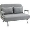 Homcom - Schlafsofa Schlafcouch mit Verstellbarer Rückenlehne, Wurfkissen, 2er-Sofa mit Schlaffunktion, Samtoptik, Armlehne, Couch für Wohnzimmer,