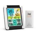 Schwarz Drahtlose Indoor-Outdoor-Wetterstation, Thermometer und Hygrometer Indoor-Outdoor-Thermometer, bunter hintergrundbeleuchteter Bildschirm,