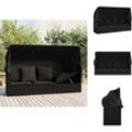 Vidaxl - Sonnenliegen - Living Outdoor-Loungebett mit Dach und Kissen Schwarz Poly Rattan - Schwarz