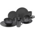 Kombiservice CREATABLE "Geschirr-Set Soft Touch Black", schwarz, 16 tlg., Steinzeug, Geschirr-Sets, Service, schwarz, seidenmatte Glasur, 16 Teile, für 4 Personen