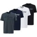 T-Shirt S.OLIVER "T-Shirt Logo T-Shirt 4er Pack", Herren, Gr. L, weiß, blau, dunkelgrau, schwarz, Obermaterial: 100% Baumwolle CO., Shirts