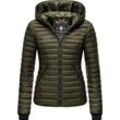 Steppjacke NAVAHOO "Kimuk", Damen, Gr. M, grün, Obermaterial: 100% Nylon, Futter: 100% Polyester, Wattierung: 100% Polyester, Ärmelfutter: 100% Polyester, casual, figurbetont hüftlang, Langarm Ärmel ohne Ärmelschlitz Rippstrickbündchen kontrastfarben, Jacken, leichte Übergangsjacke mit Kapuze